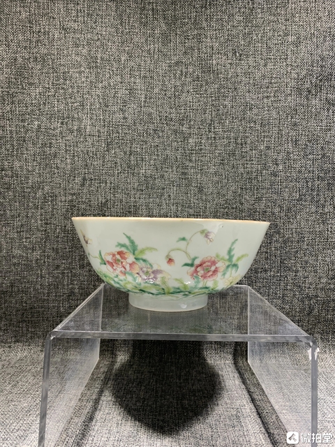 古玩陶瓷民國 粉彩花卉紋大碗真品鑒賞圖