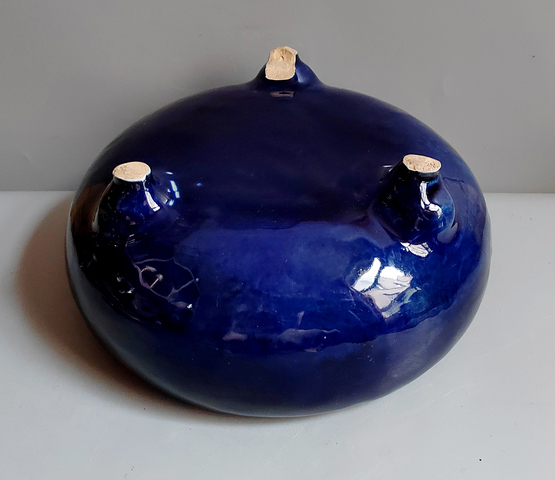 古玩陶瓷藍釉三足洗式香爐真品鑒賞圖