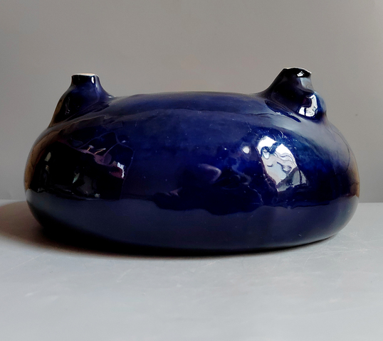 古玩陶瓷藍釉三足洗式香爐真品鑒賞圖