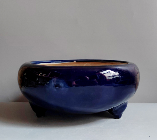 古玩陶瓷藍釉三足洗式香爐真品鑒賞圖