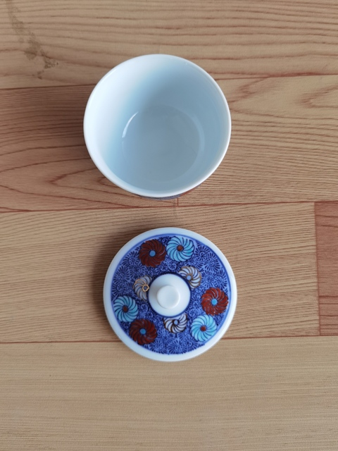 古玩陶瓷青花加彩蓋杯拍賣，當前價格120元