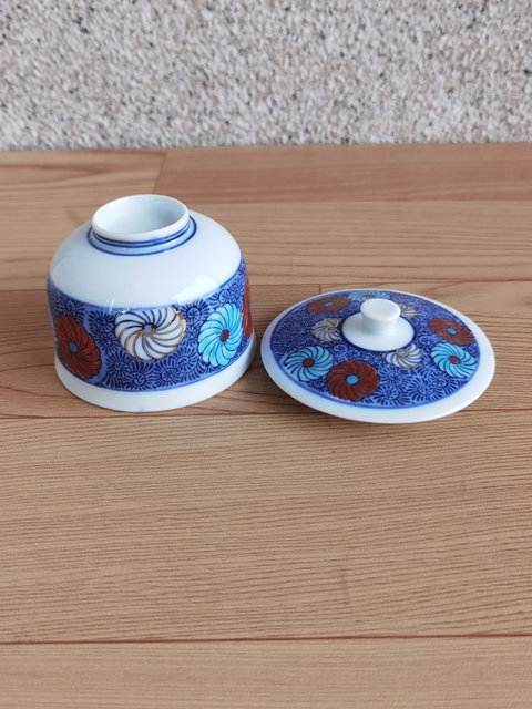 古玩陶瓷青花加彩蓋杯拍賣，當前價格120元