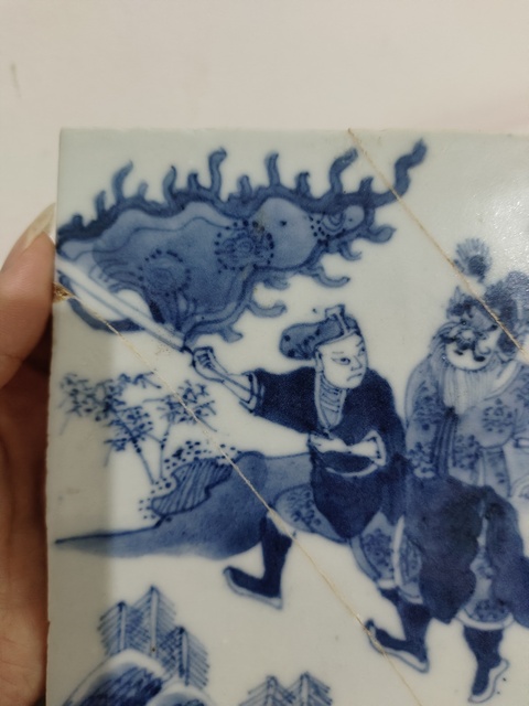 古玩陶瓷青花人物故事瓷板真品鑒賞圖
