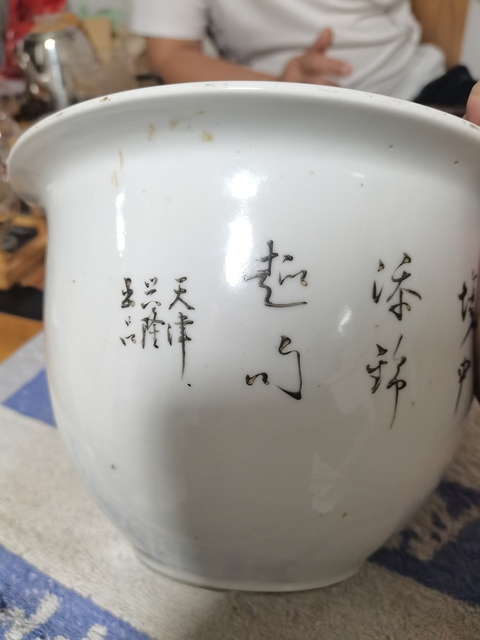 古玩陶瓷花鳥紋淺絳彩花盆真品鑒賞圖