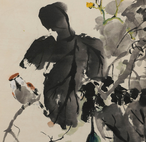 古玩字畫絲瓜小鳥真品鑒賞圖