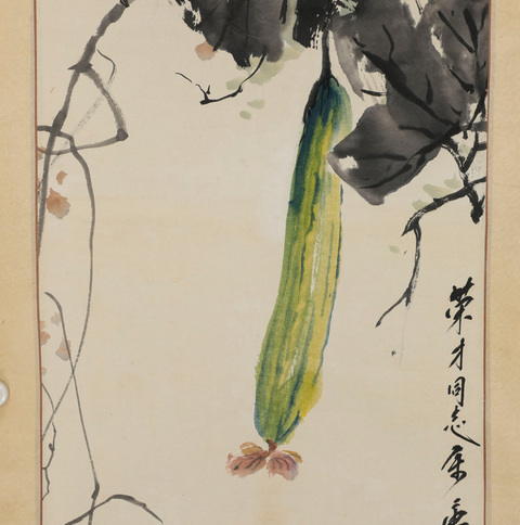 古玩字畫絲瓜小鳥真品鑒賞圖
