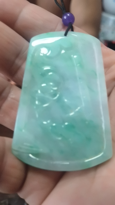 古玩玉器天然翡翠雕“花鳥牌”真品鑒賞圖