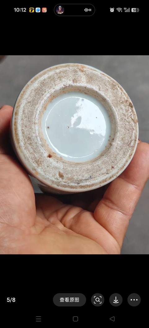 古玩陶瓷玉環底博古圖青花筆筒真品鑒賞圖