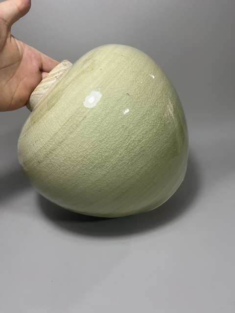 古玩陶瓷日本江戶仿龍泉青釉罐真品鑒賞圖