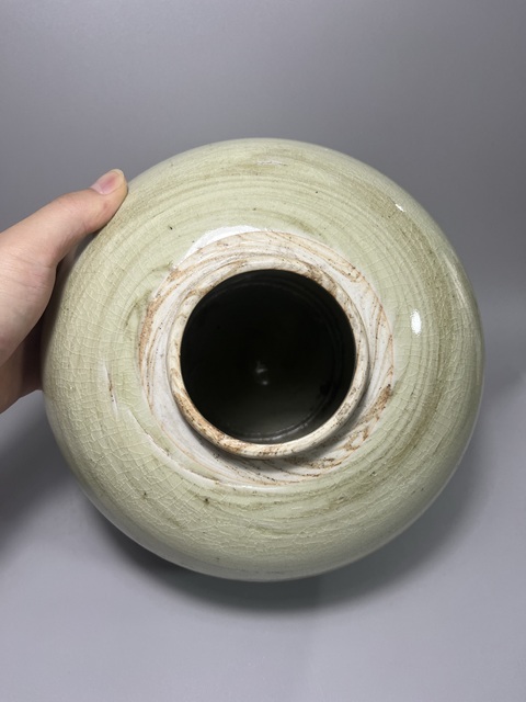古玩陶瓷日本江戶仿龍泉青釉罐真品鑒賞圖