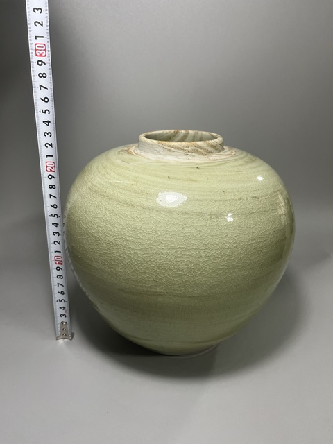 古玩陶瓷日本江戶仿龍泉青釉罐真品鑒賞圖