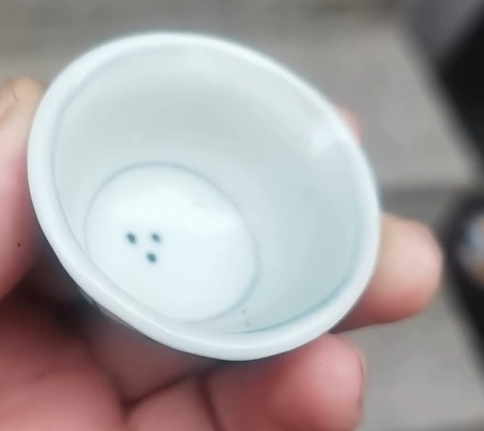 古玩陶瓷魚藻紋青花玉環底杯真品鑒賞圖