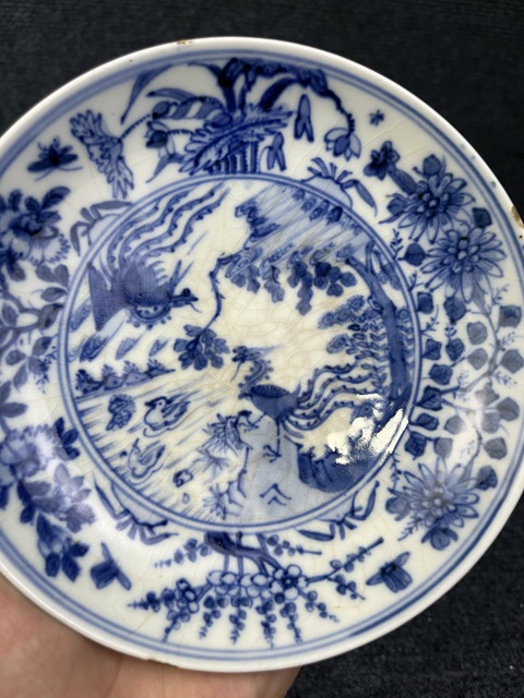 古玩陶瓷花鳥紋青花盤拍賣,當前價格788元