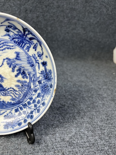 古玩陶瓷花鳥紋青花盤拍賣,當前價格788元