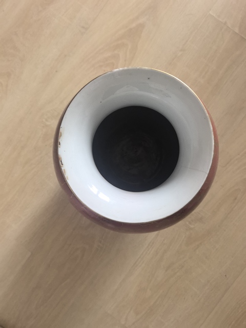 古玩陶瓷珊瑚紅釉描金冰梅紋燈籠瓶真品鑒賞圖