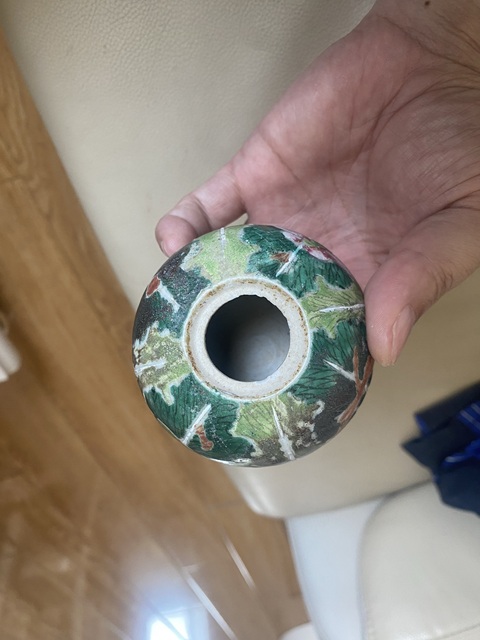 古玩陶瓷粉彩百財蝴蝶紋西瓜罐拍賣,當前價格3000元