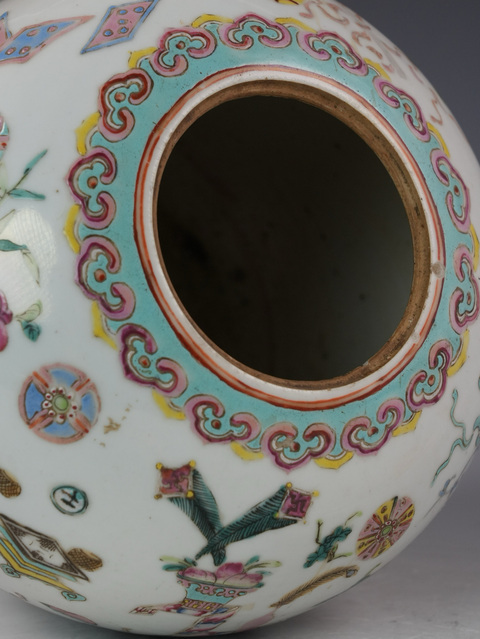 古玩陶瓷粉彩博古圖蓋罐真品鑒賞圖