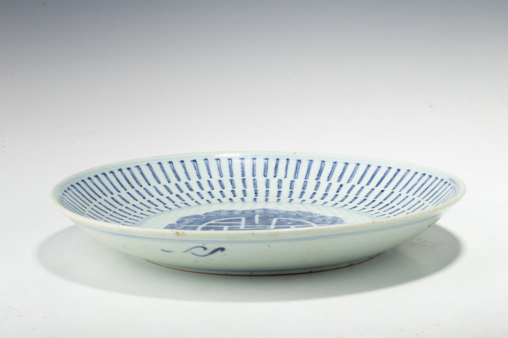 古玩陶瓷清中早·青花壽字紋盤(pán)拍賣(mài),當(dāng)前價(jià)格258元
