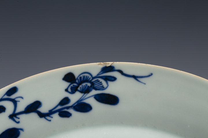 古玩陶瓷清中·青花博古花卉紋折沿盤拍賣,當前價格1848元