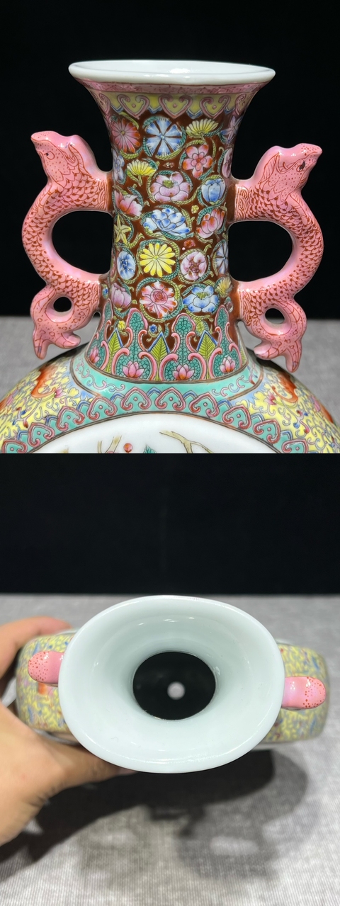 古玩陶瓷花鳥紋抱月瓶真品鑒賞圖