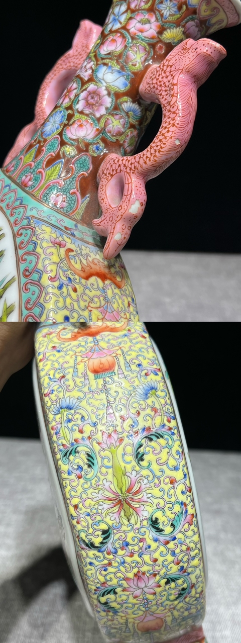 古玩陶瓷花鳥紋抱月瓶真品鑒賞圖