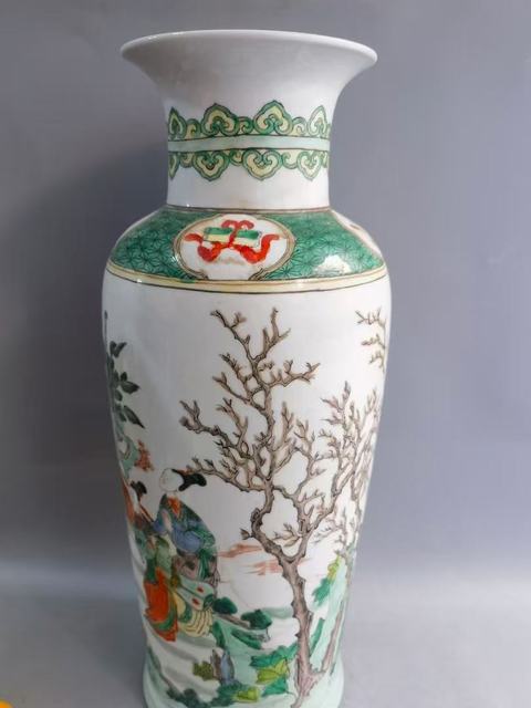 古玩陶瓷五彩人物棒槌瓶真品鑒賞圖