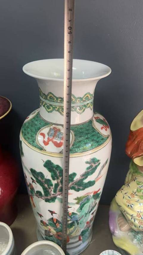 古玩陶瓷五彩人物棒槌瓶真品鑒賞圖