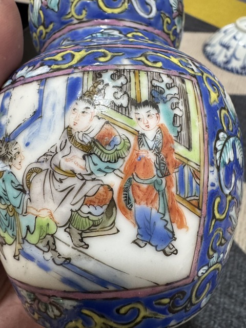 古玩陶瓷咸豐五彩人物故事紋葫蘆瓶真品鑒賞圖