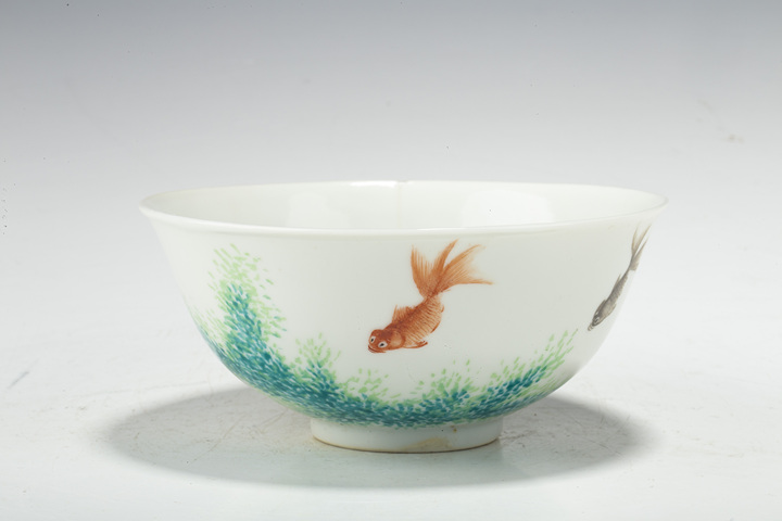 古玩陶瓷民國(guó)·粉彩魚藻紋碗拍賣,當(dāng)前價(jià)格232元