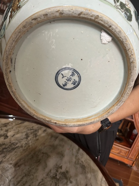 古玩陶瓷清晚期粉彩百鹿尊真品鑒賞圖