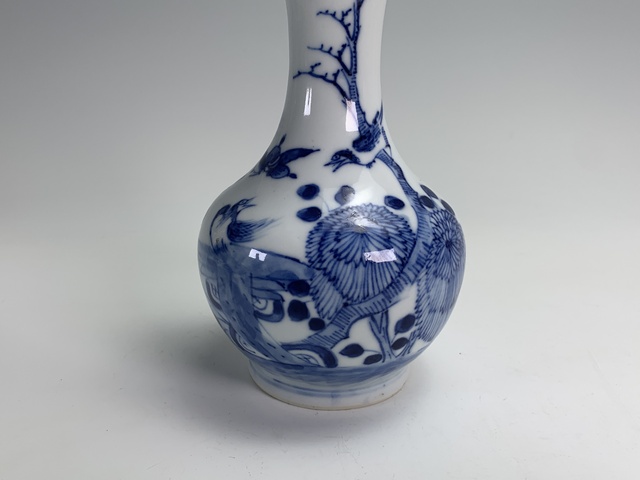 古玩陶瓷清晚期·青花花鳥紋玉壺春瓶拍賣，當前價格2880元