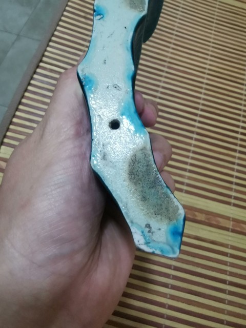古玩陶瓷孔雀藍釉筆架山子真品鑒賞圖