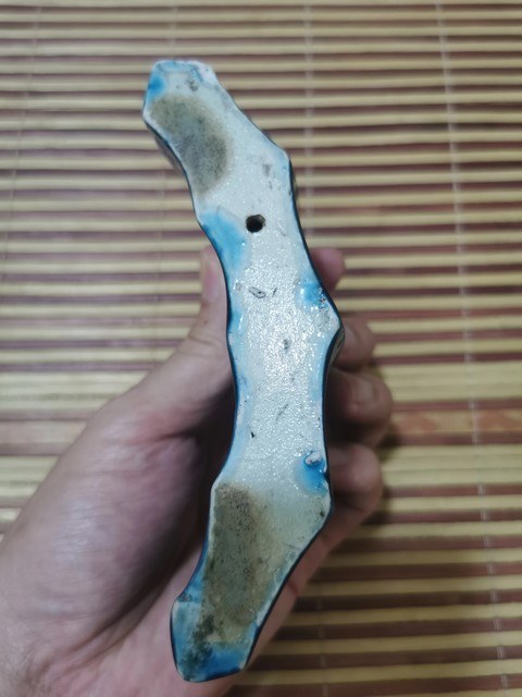 古玩陶瓷孔雀藍釉筆架山子真品鑒賞圖