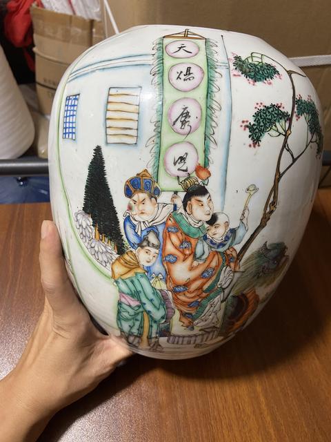 古玩陶瓷民國粉彩人物罐拍賣,當前價格2000元