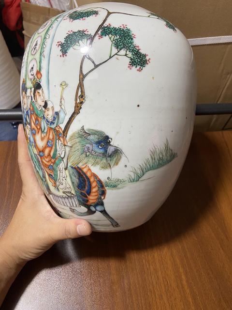 古玩陶瓷民國粉彩人物罐拍賣,當前價格2000元