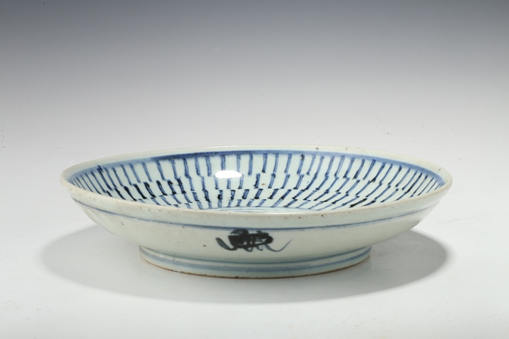 古玩陶瓷清中早·青花壽字紋盤真品鑒賞圖