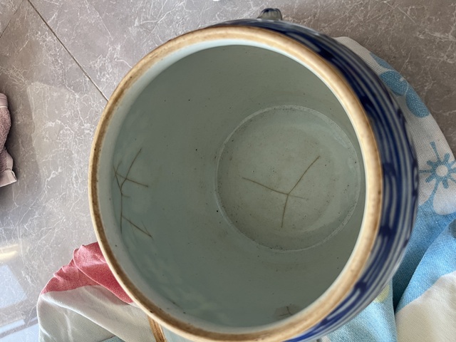 古玩陶瓷青花四系粥罐真品鑒賞圖