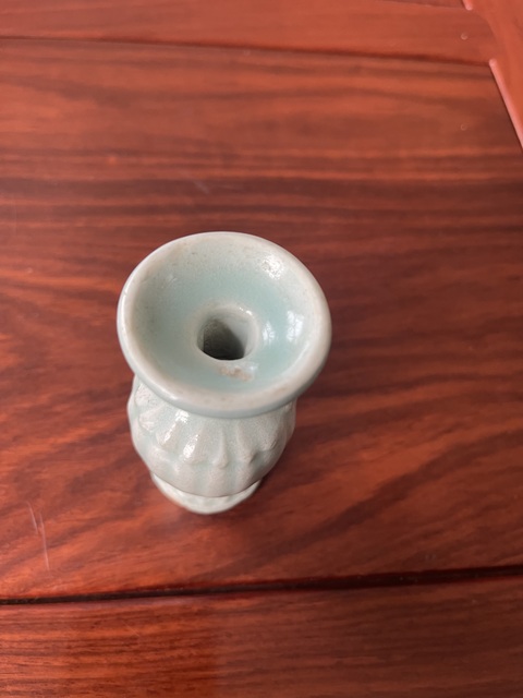古玩陶瓷青白釉盤口瓶真品鑒賞圖