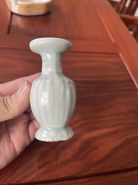 古玩陶瓷青白釉盤口瓶真品鑒賞圖