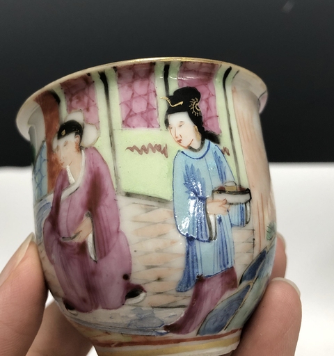 古玩陶瓷清晚·廣彩人物故事紋蓋杯拍賣，當前價格2999元