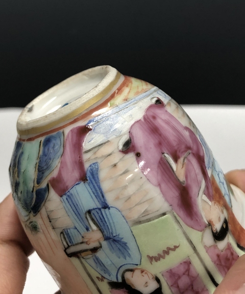 古玩陶瓷清晚·廣彩人物故事紋蓋杯拍賣，當前價格2999元