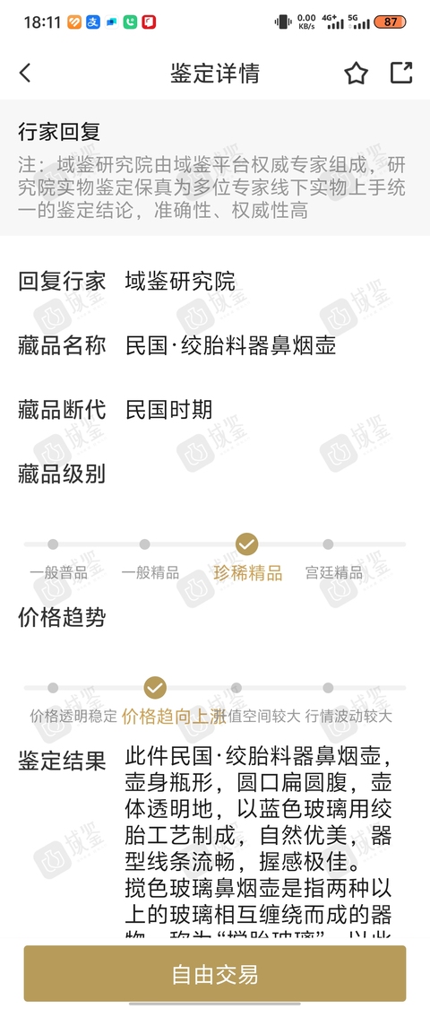 古玩雜項(xiàng)民國(guó)·絞胎料器鼻煙壺拍賣(mài)，當(dāng)前價(jià)格788元
