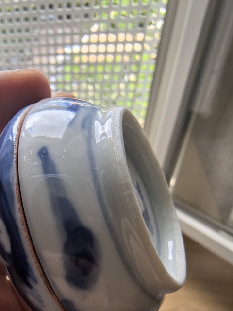 古玩陶瓷清晚期 青花人物紋印泥盒真品鑒賞圖