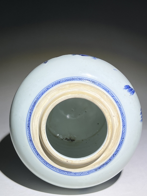 古玩陶瓷人物山水紋青花罐真品鑒賞圖