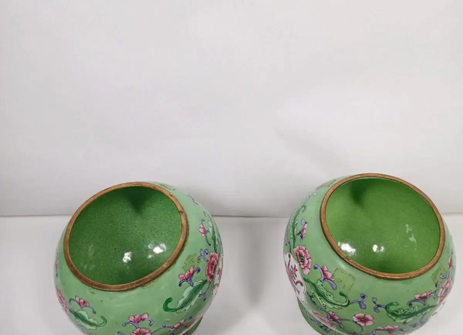 古玩陶瓷銅胎畫琺瑯蓋罐一對真品鑒賞圖