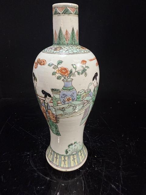 古玩陶瓷仕女紋五彩瓶真品鑒賞圖