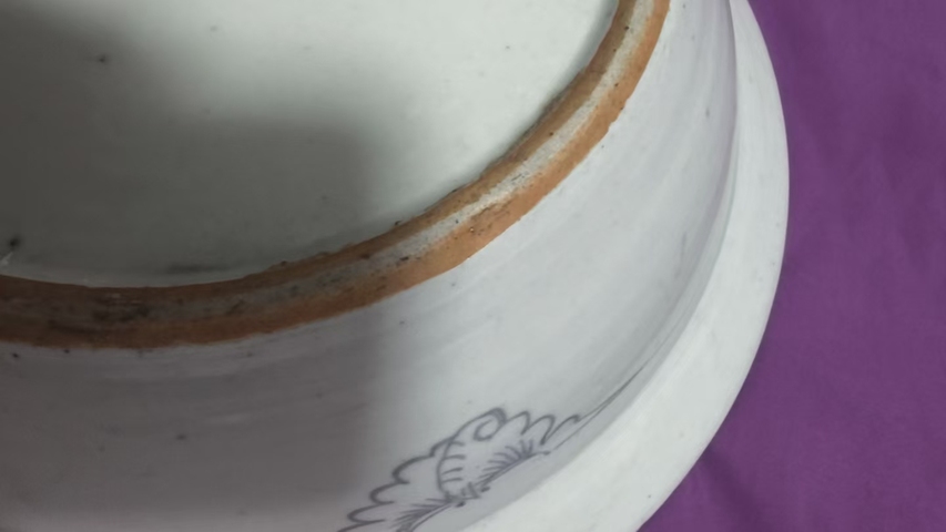 古玩陶瓷青花淡描花卉紋折沿盆真品鑒賞圖