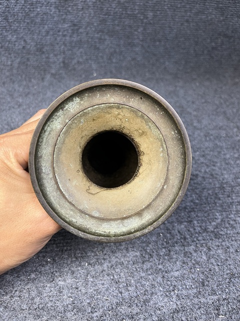 古玩雜項象耳銅花觚拍賣，當前價格158元