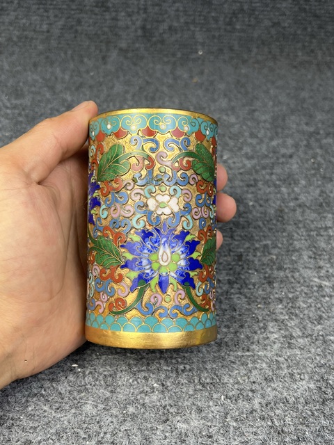 古玩雜項銅胎琺瑯彩筆筒拍賣，當前價格299元