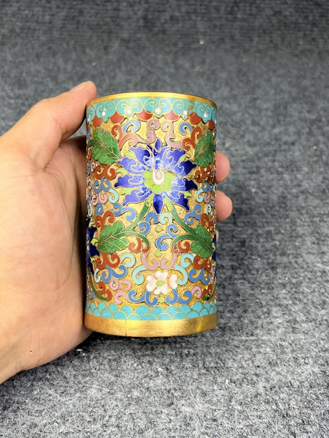 古玩雜項銅胎琺瑯彩筆筒拍賣，當前價格299元